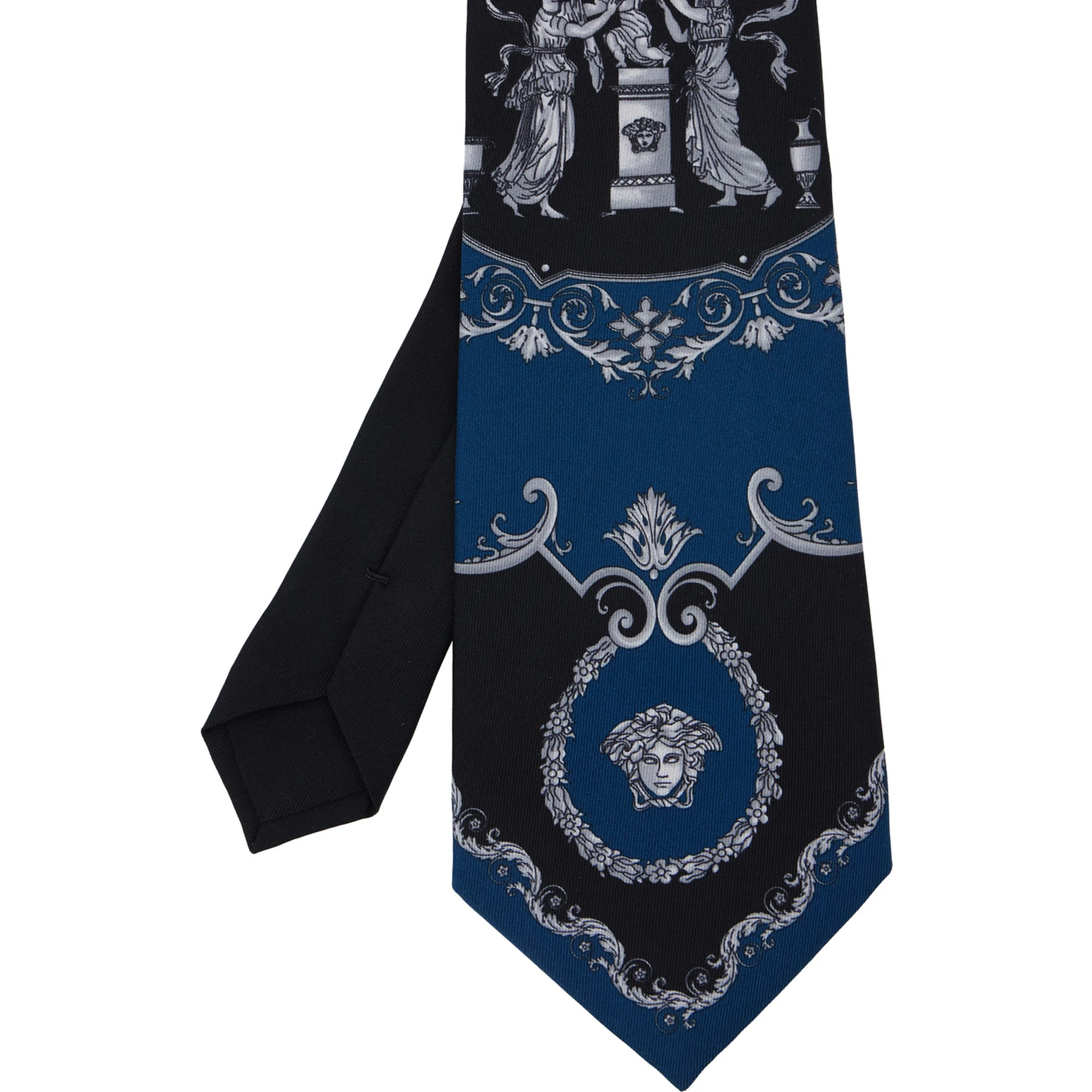 Blue Tie with Rear Tie Closure and All-Over Print in Silk Man