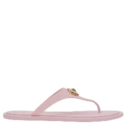 Gianni Ribbon Pink Sandals with Metallic Medusa Head on the Front in Rubber Woman