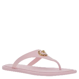 Gianni Ribbon Pink Sandals with Metallic Medusa Head on the Front in Rubber Woman
