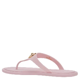 Gianni Ribbon Pink Sandals with Metallic Medusa Head on the Front in Rubber Woman