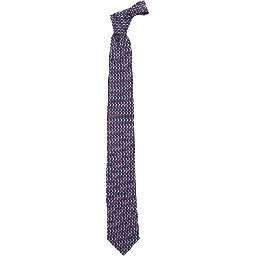 Blue Tie with Rear Tie Closure and All-Over Gancini Print in Silk Man