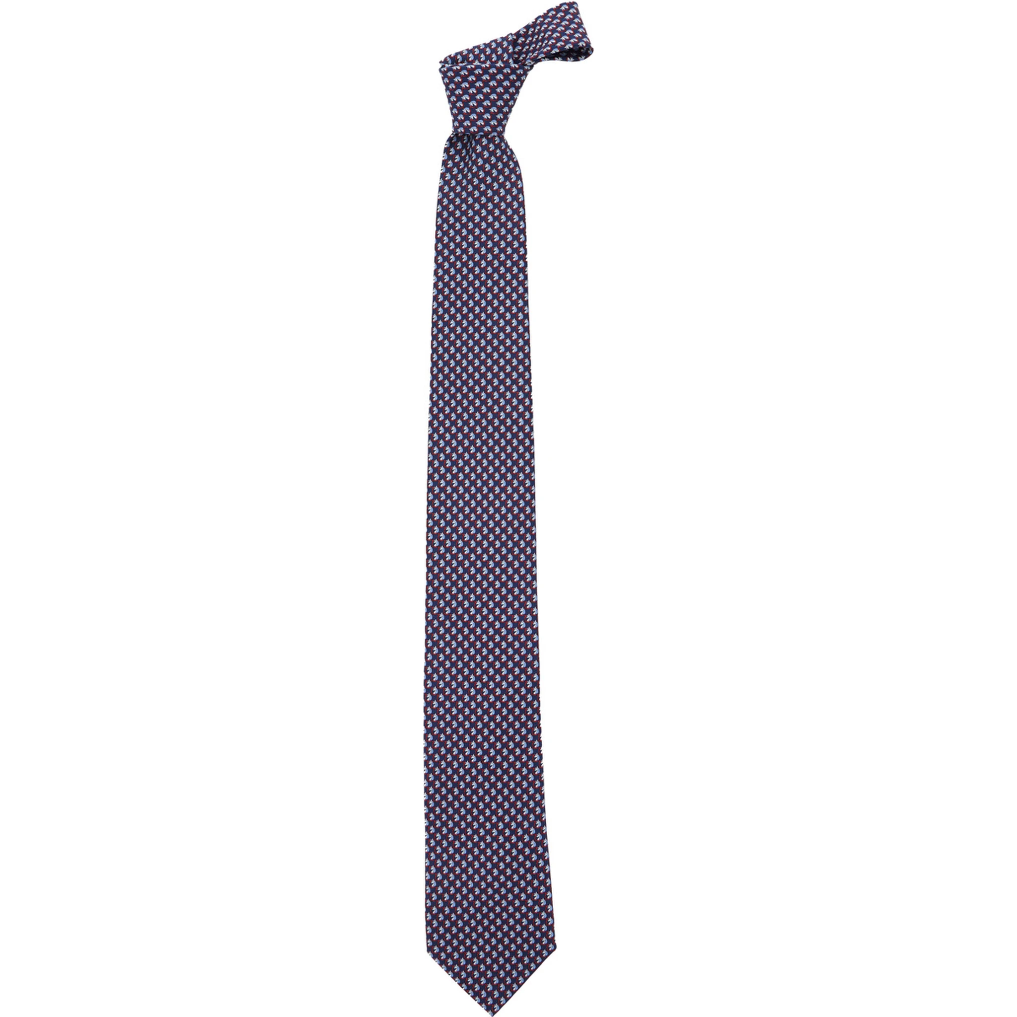 Blue Tie with Rear Tie Closure and All-Over Gancini Print in Silk Man