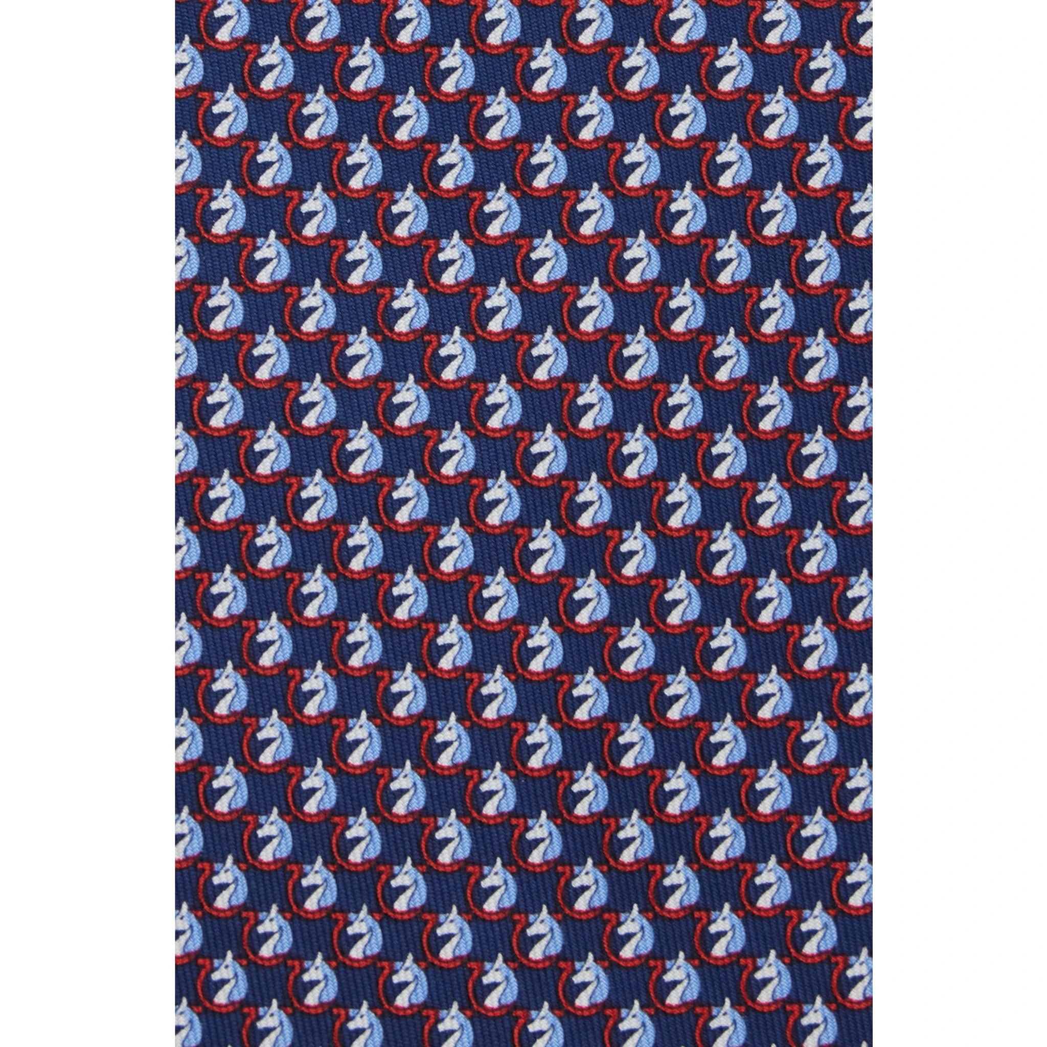 Blue Tie with Rear Tie Closure and All-Over Gancini Print in Silk Man