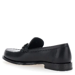 Black Loafers with Metal Ganicini Detail on the Front in Leather Man