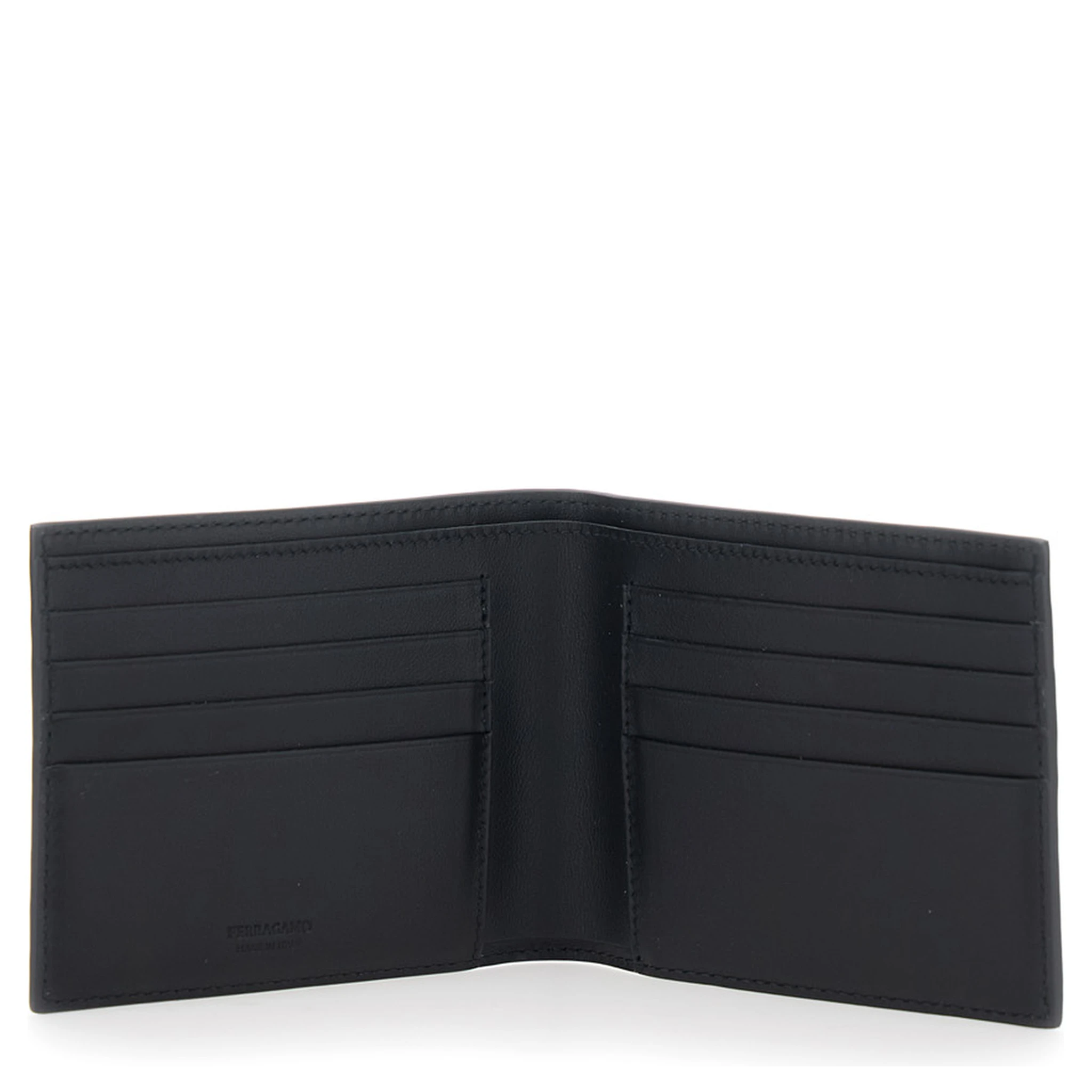 Revival Black Wallet with Gancini Buckle on the Front in Hammered Leather Man