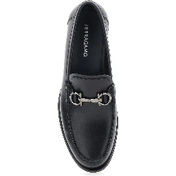 Black Loafers with Metal Ganicini Detail on the Front in Leather Man