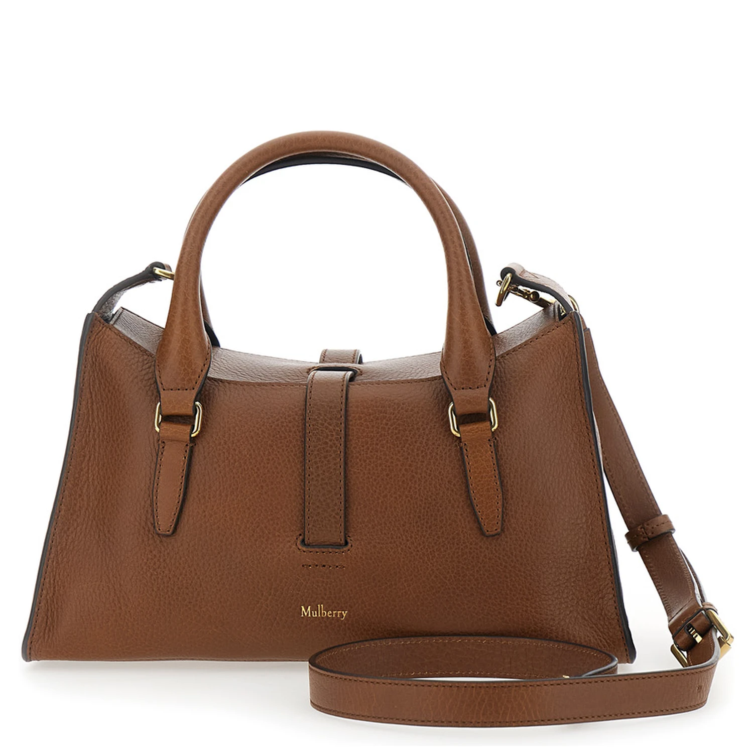Roxanne Brown Small Handbag with Adjustable and Removable Shoulder Strap and Two Front Pockets in Leather Woman