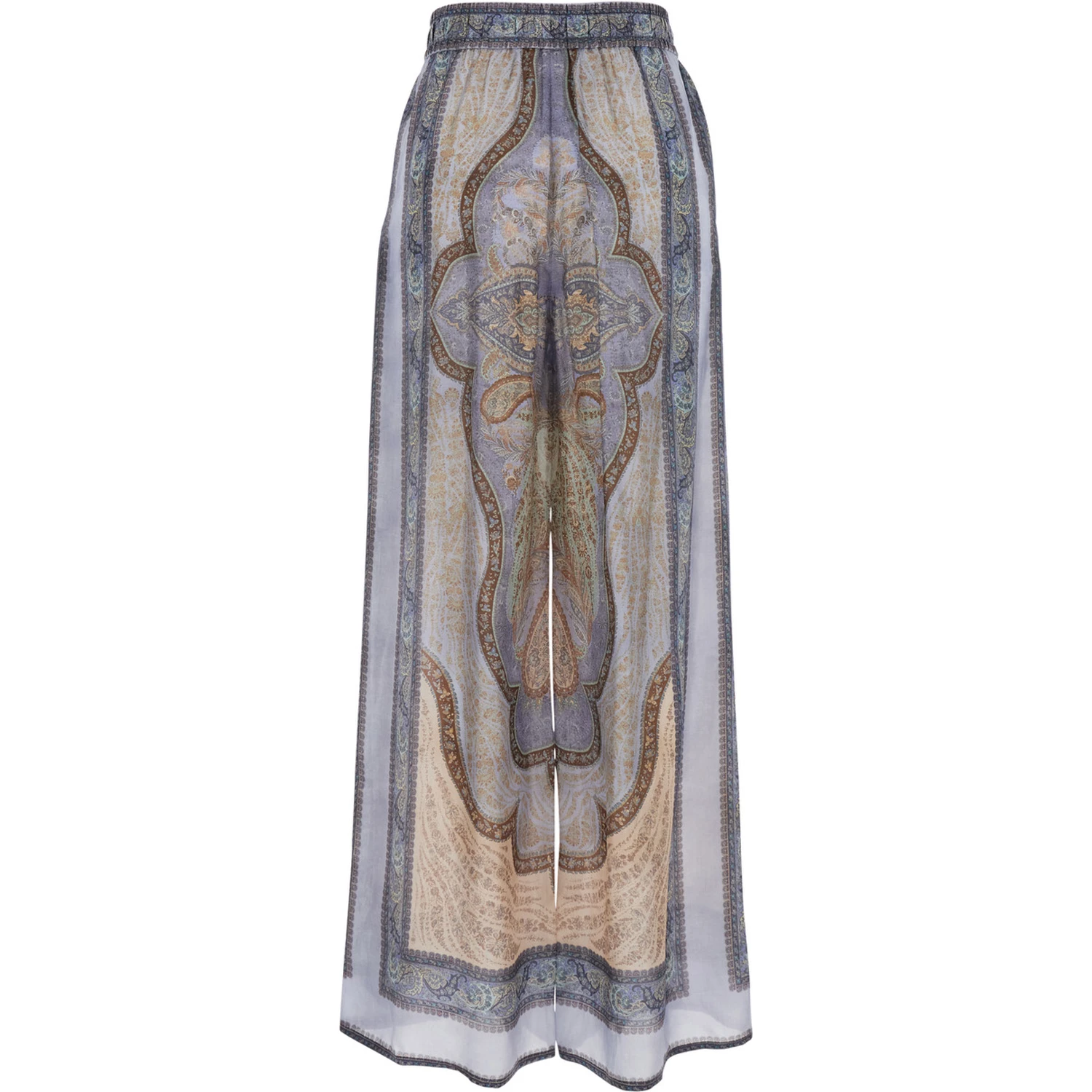 Wanderlust Multicolor Pants with Elastic Drawstring Waist and All-.Over Print in Silk Woman