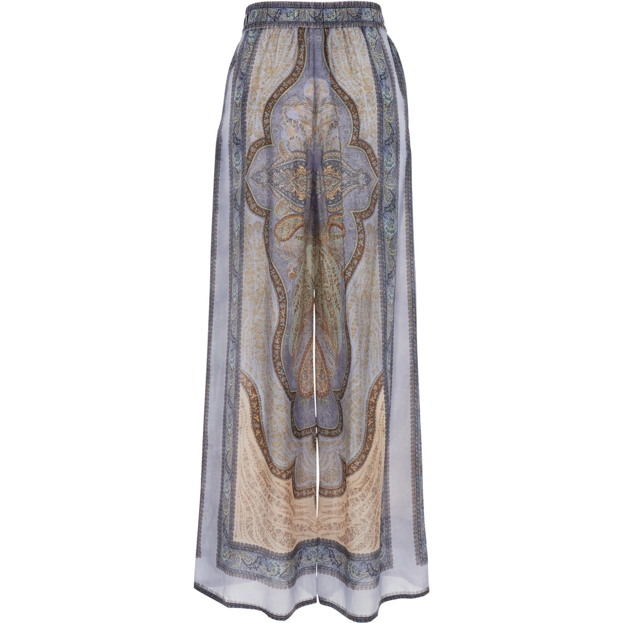 Wanderlust Multicolor Pants with Elastic Drawstring Waist and All-.Over Print in Silk Woman