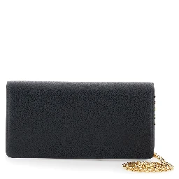 Darley Black Clutch with Chain Shoulder Strap in Hammered Leather Woman