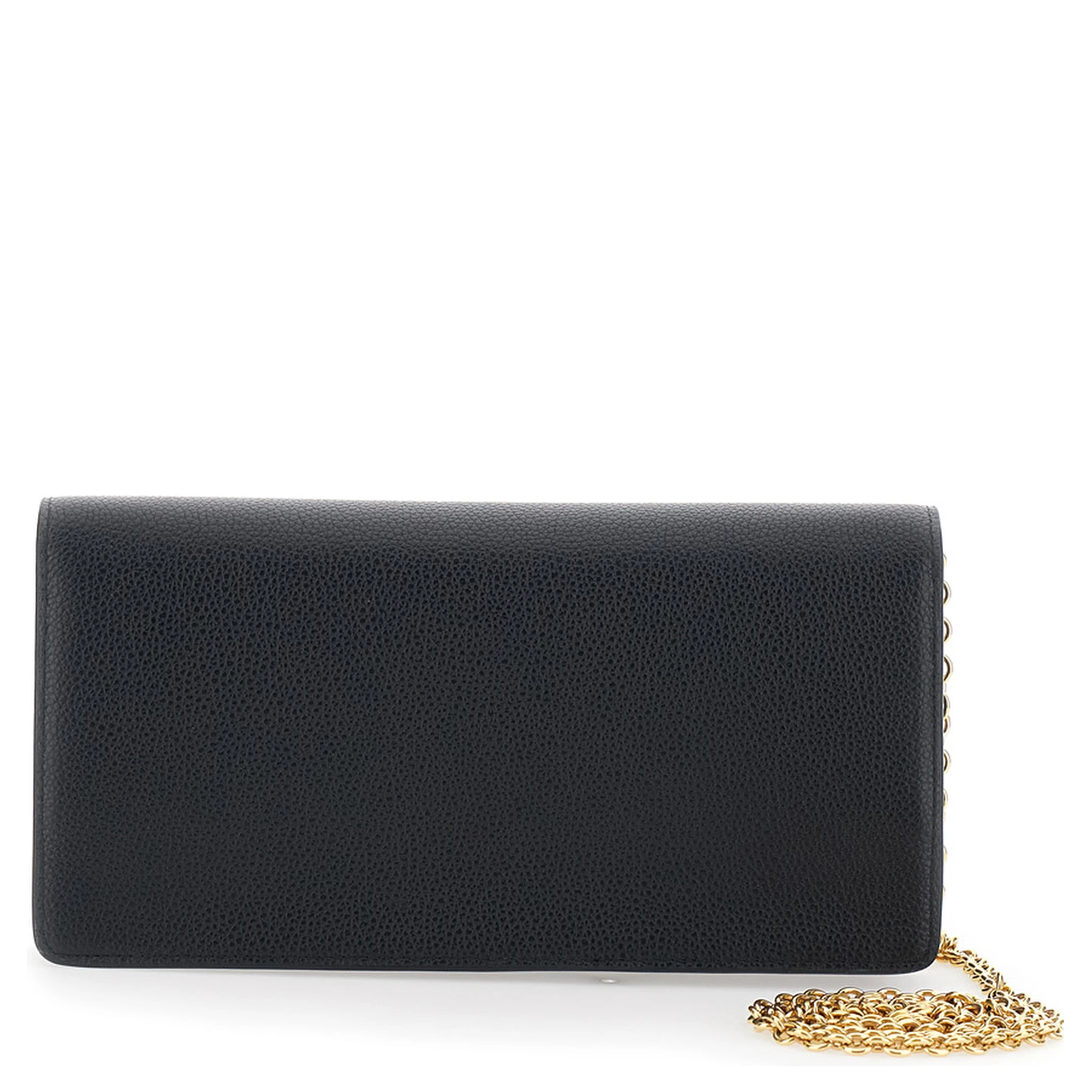 Darley Black Clutch with Chain Shoulder Strap in Hammered Leather Woman