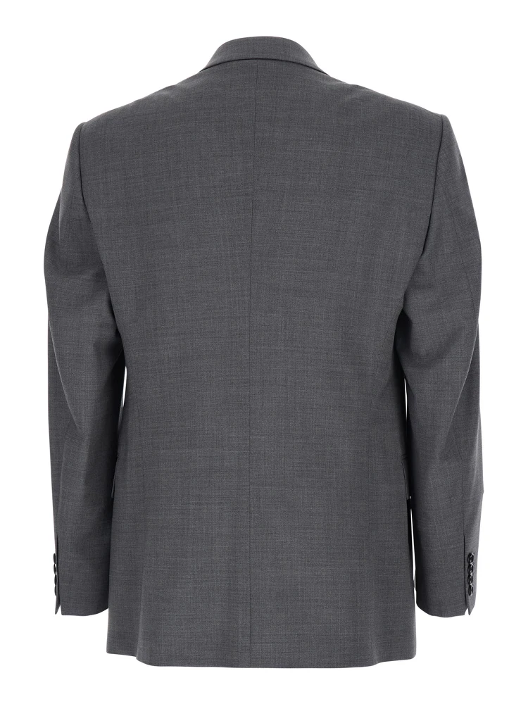 Grey Double-Breasted Jacket with Peak Lapels in Wool Man alternative