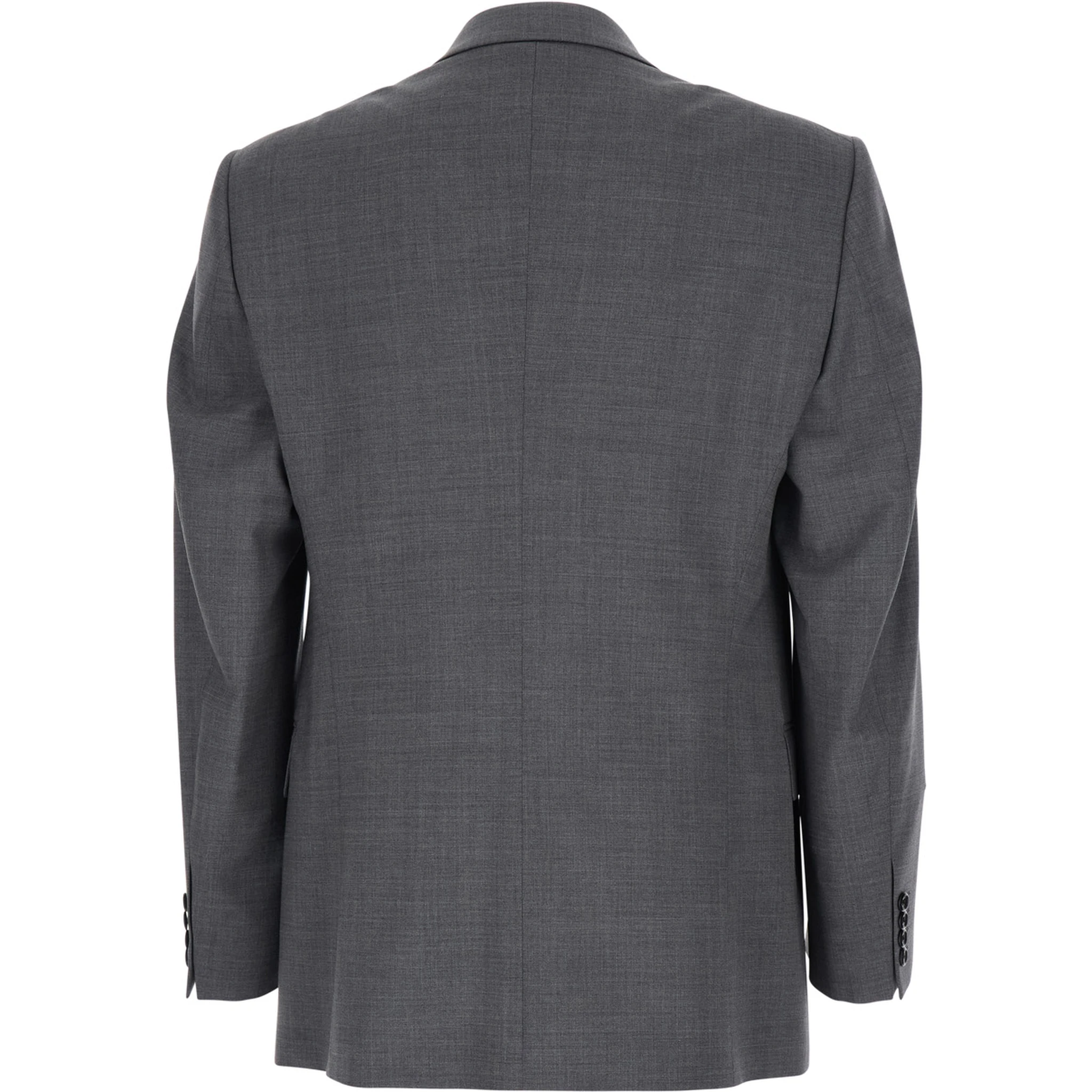 Grey Double-Breasted Jacket with Peak Lapels in Wool Man