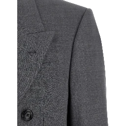Grey Double-Breasted Jacket with Peak Lapels in Wool Man