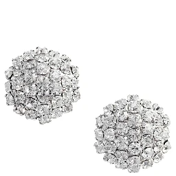 Silver Colored Earings with All-Over Crystal Embellishments in Copper Woman