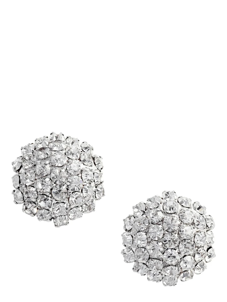 Silver Colored Earings with All-Over Crystal Embellishments in Copper Woman