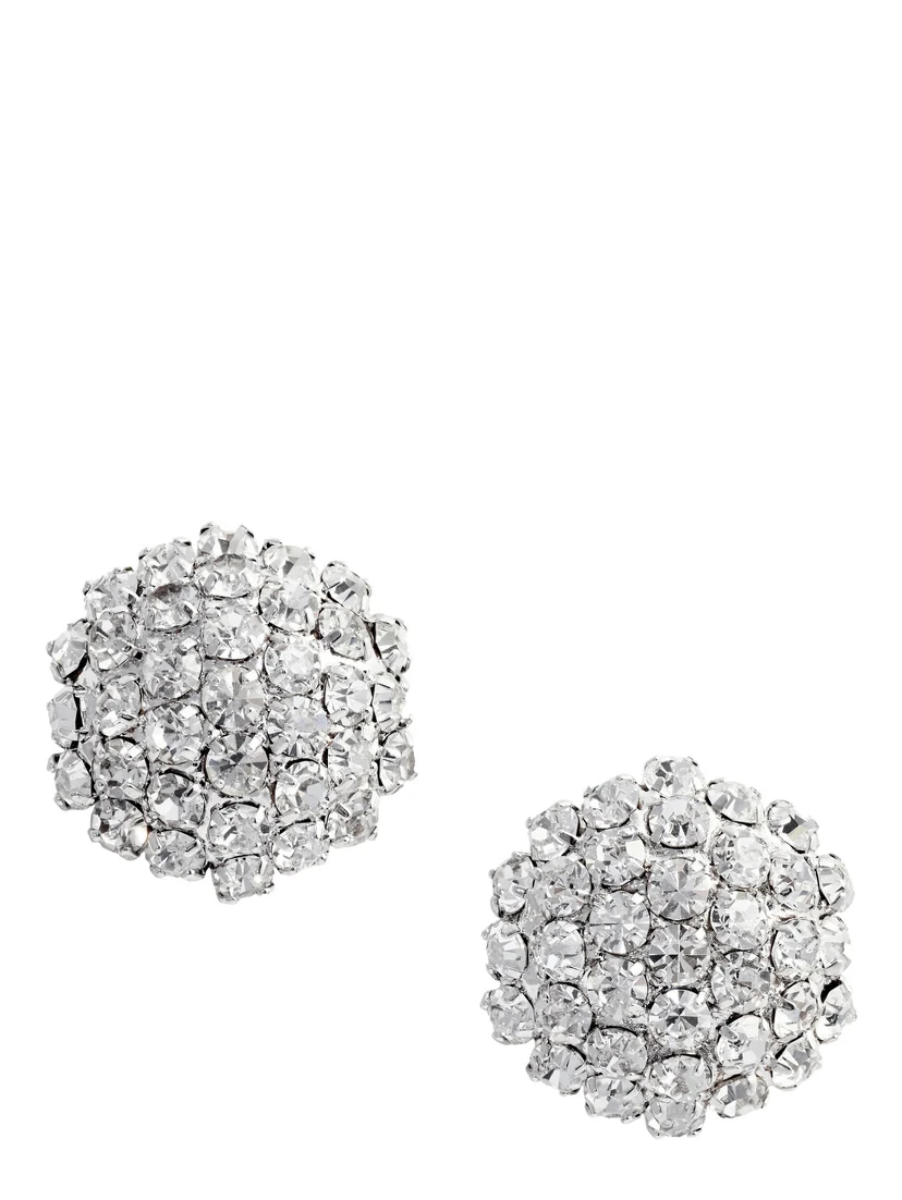 Silver Colored Earings with All-Over Crystal Embellishments in Copper Woman