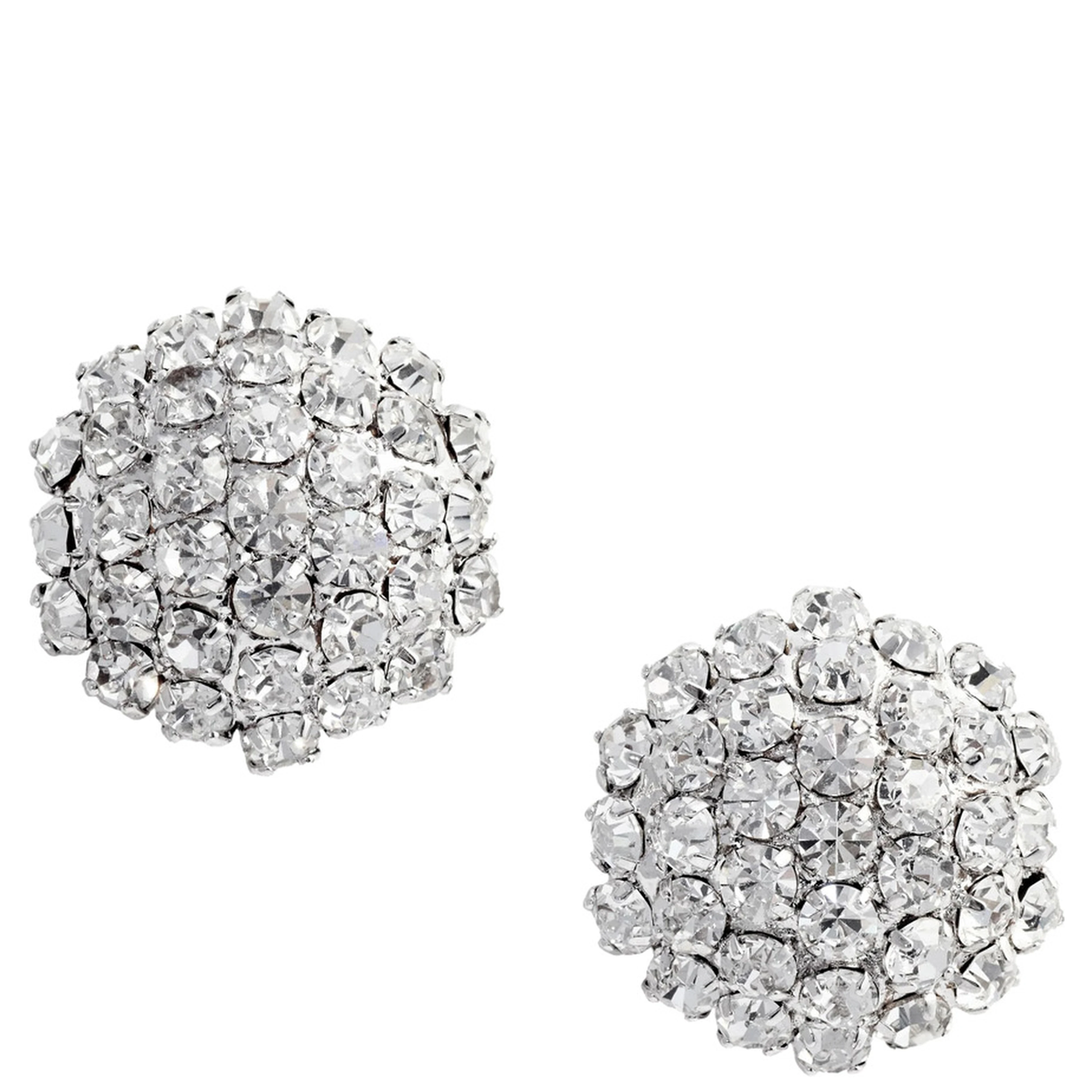 Silver Colored Earings with All-Over Crystal Embellishments in Copper Woman