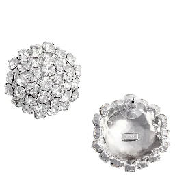 Silver Colored Earings with All-Over Crystal Embellishments in Copper Woman