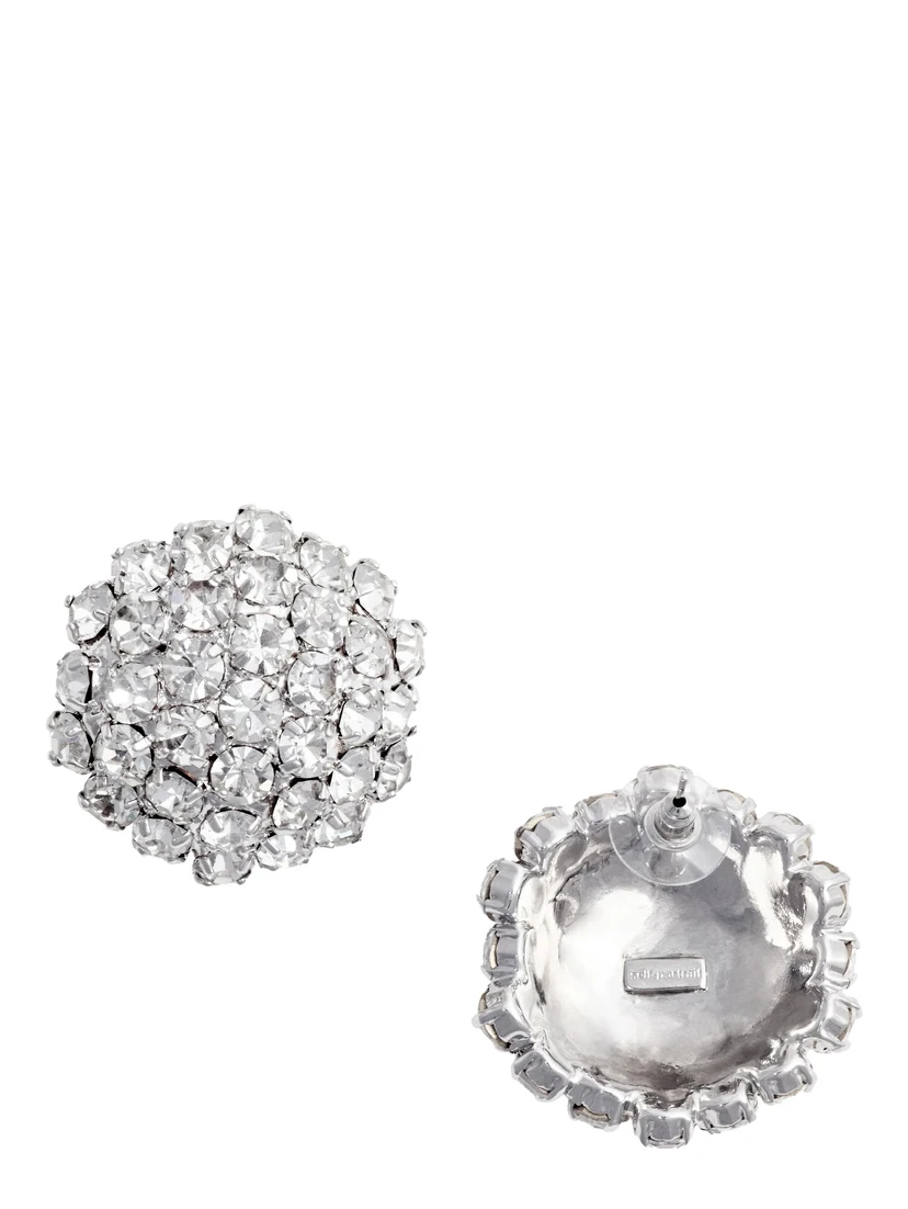 Silver Colored Earings with All-Over Crystal Embellishments in Copper Woman