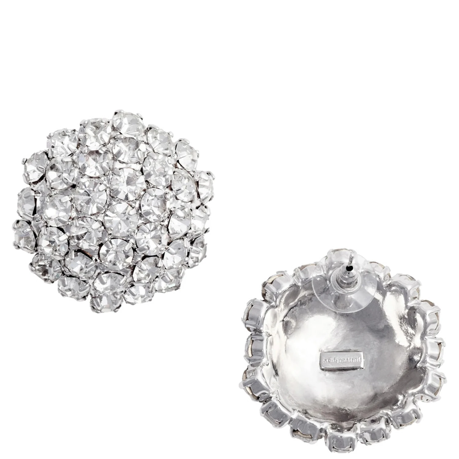 Silver Colored Earings with All-Over Crystal Embellishments in Copper Woman