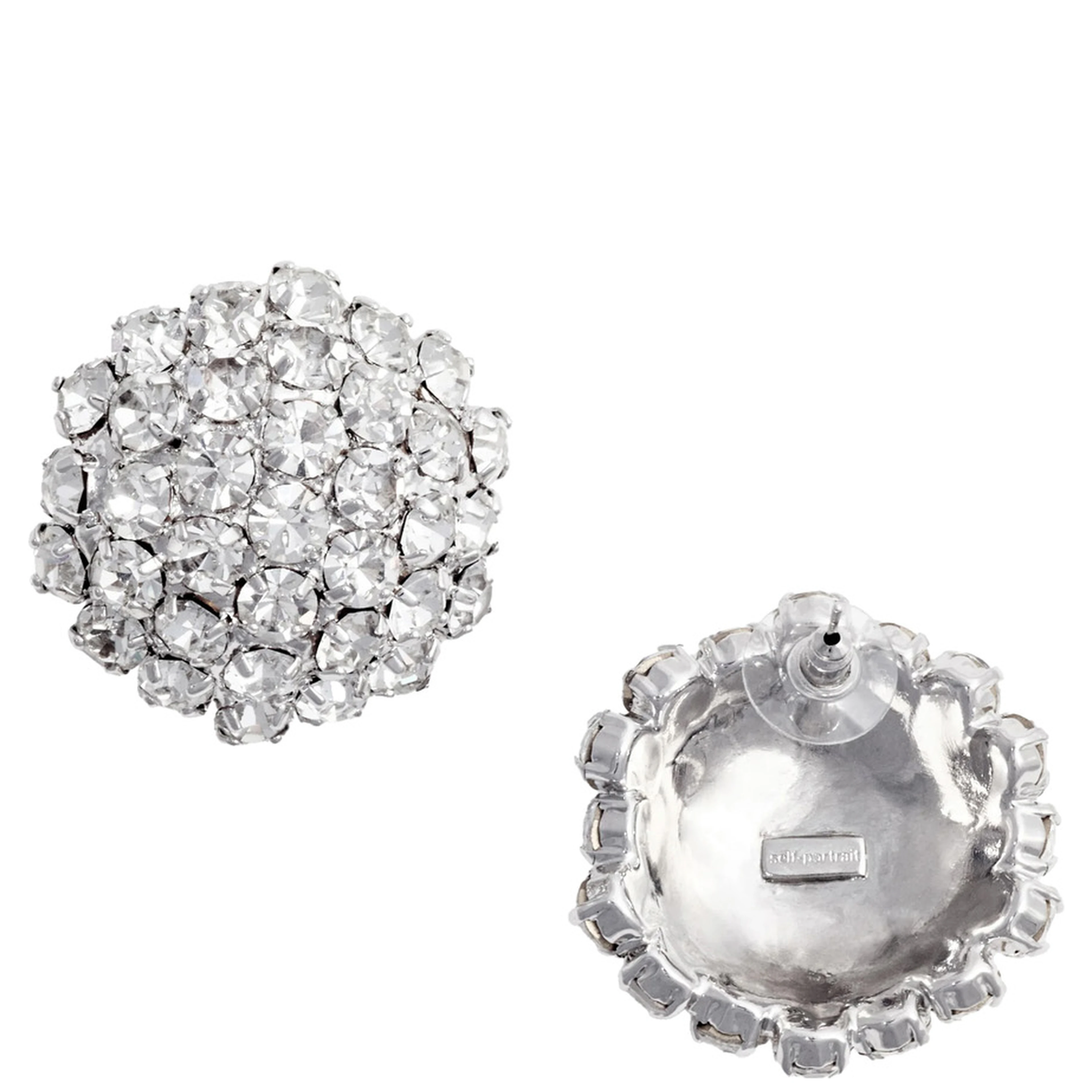 Silver Colored Earings with All-Over Crystal Embellishments in Copper Woman