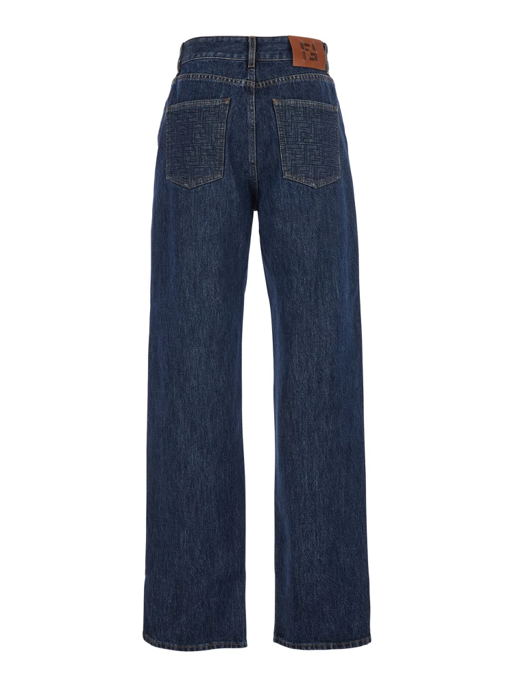 Blue Five-Pocket Jeans with Logo Patch on the Back in Denim Woman alternative