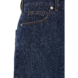 Blue Five-Pocket Jeans with Logo Patch on the Back in Denim Woman