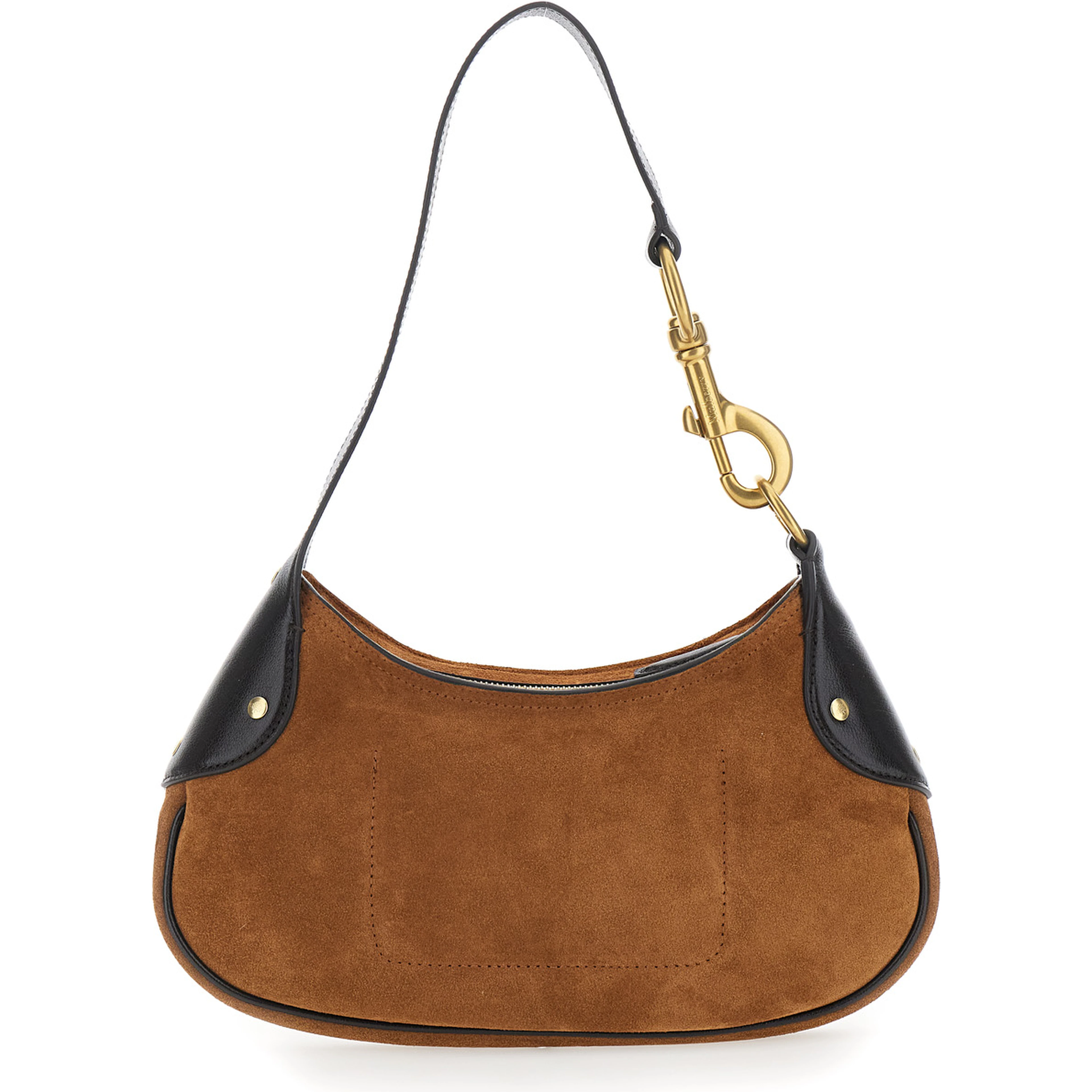 Hackney Brown Shoulder Bag with Logo Imprinted on the Front in Suede Woman