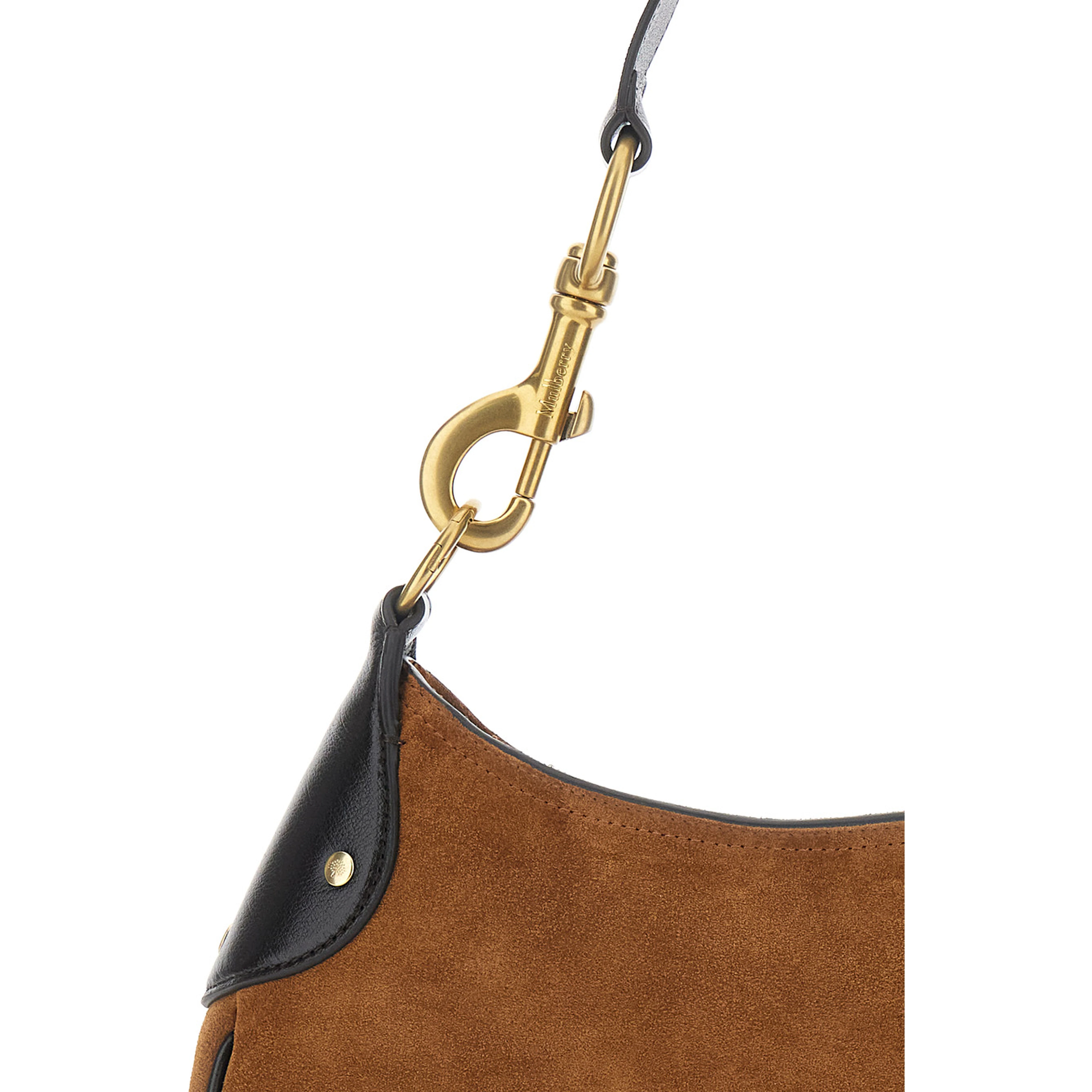 Hackney Brown Shoulder Bag with Logo Imprinted on the Front in Suede Woman