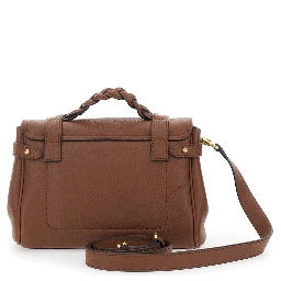 Alexa Mini Brown Handbag with Twist Lock in Hammered Leather Woman