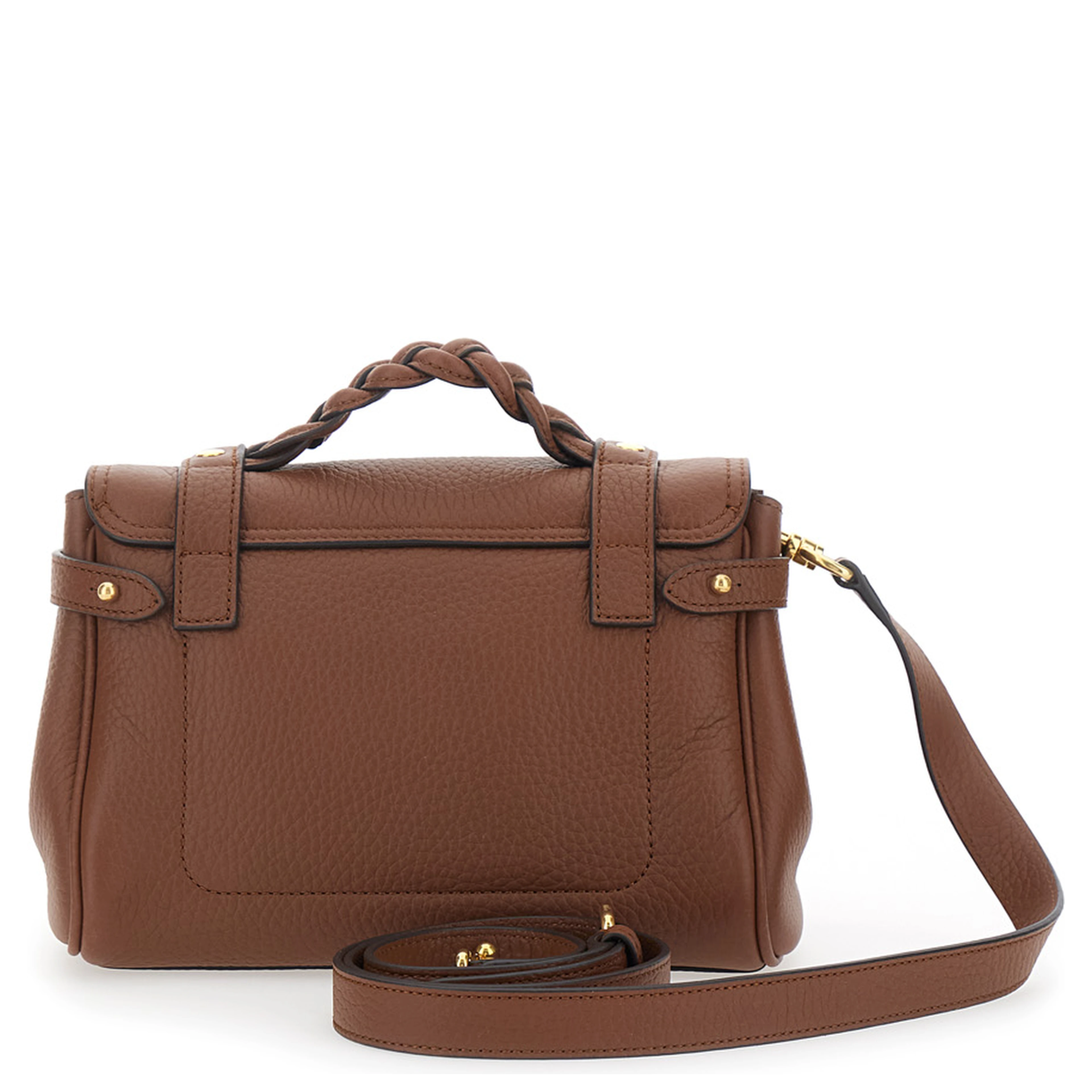 Alexa Mini Brown Handbag with Twist Lock in Hammered Leather Woman