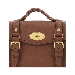Alexa Mini Brown Handbag with Twist Lock in Hammered Leather Woman
