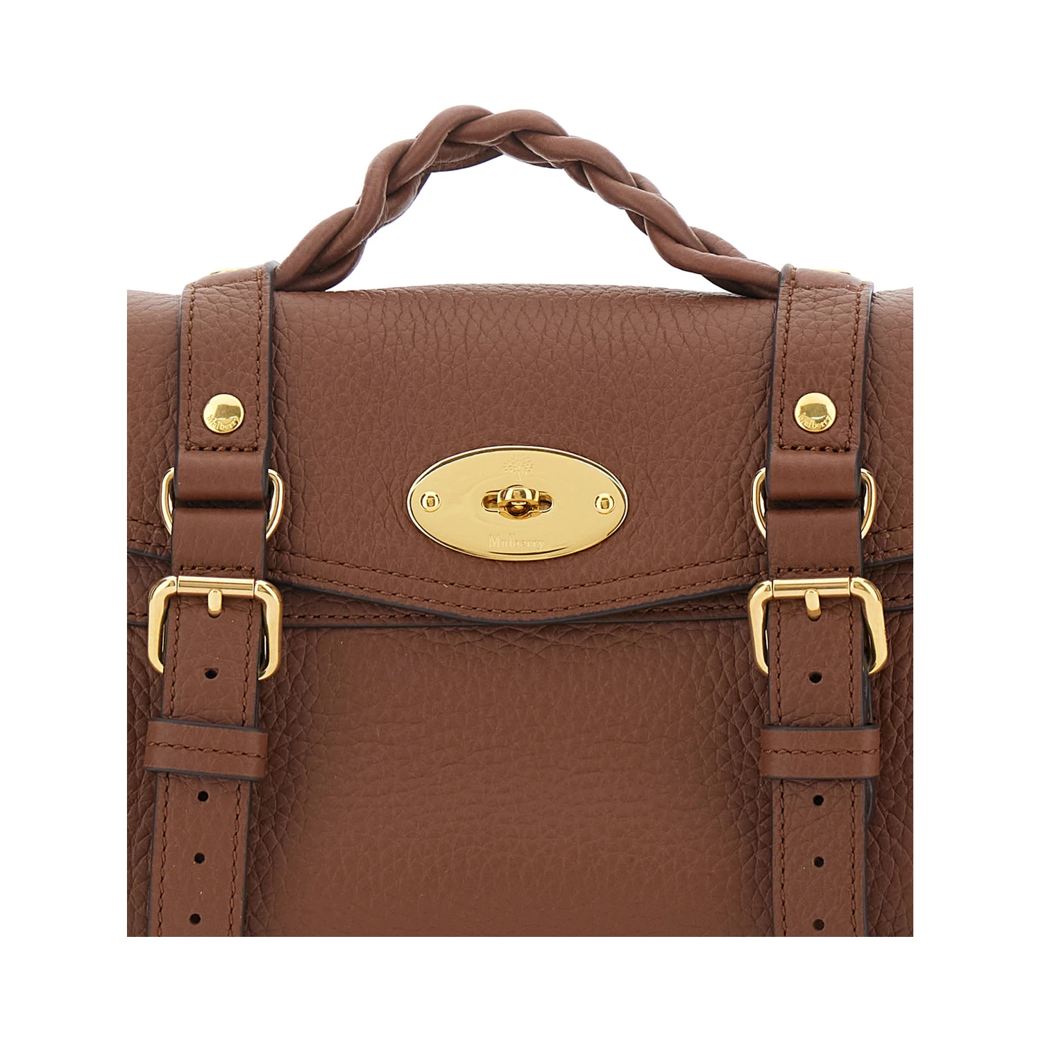 Alexa Mini Brown Handbag with Twist Lock in Hammered Leather Woman