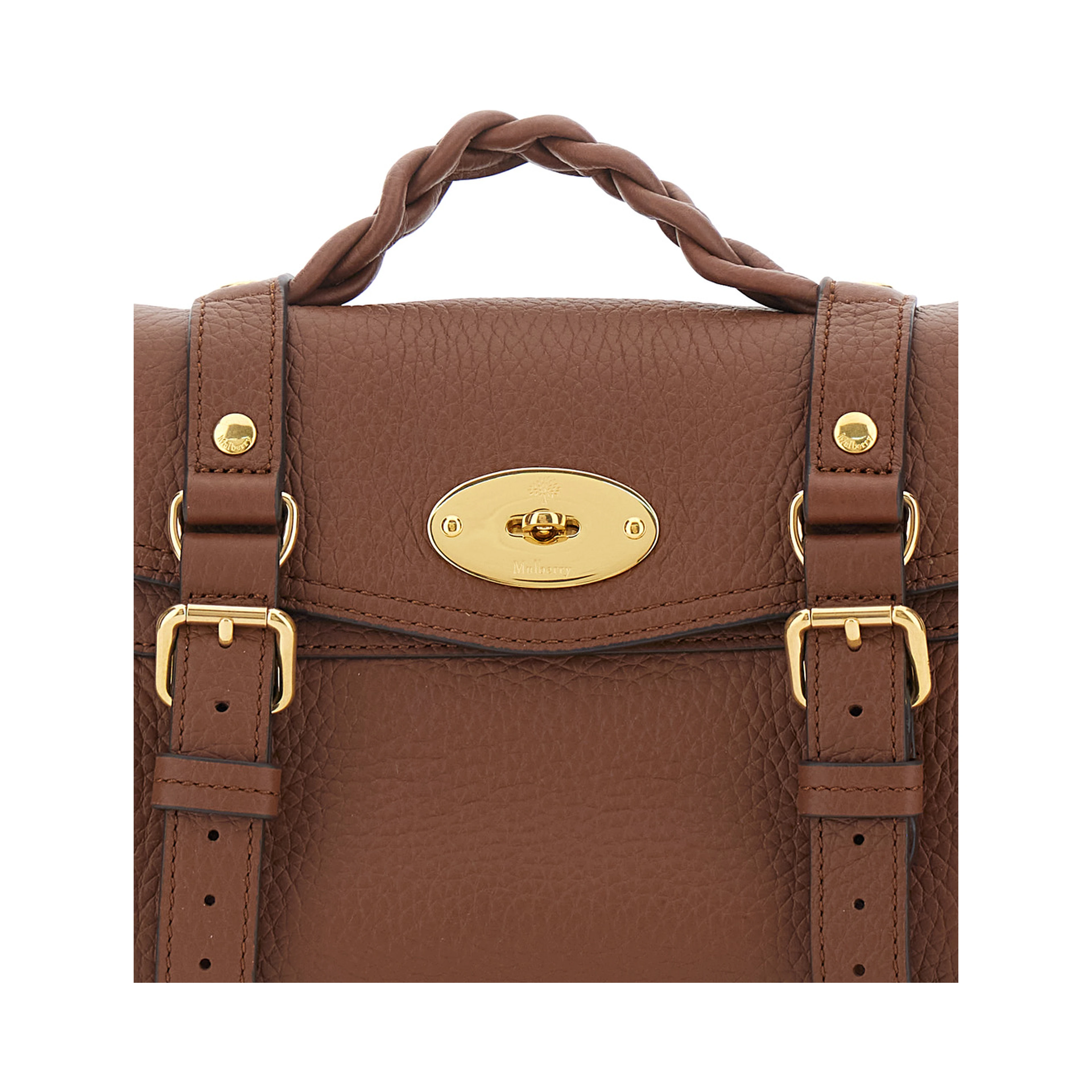 Alexa Mini Brown Handbag with Twist Lock in Hammered Leather Woman