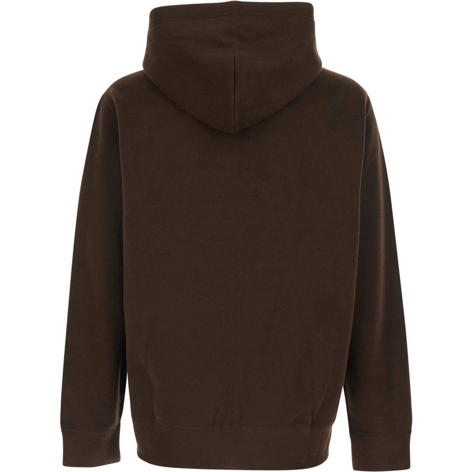 Brown Sweatshirt with Drawstring Hood and Pony Embroidery on the Front in Cotton Blend Man