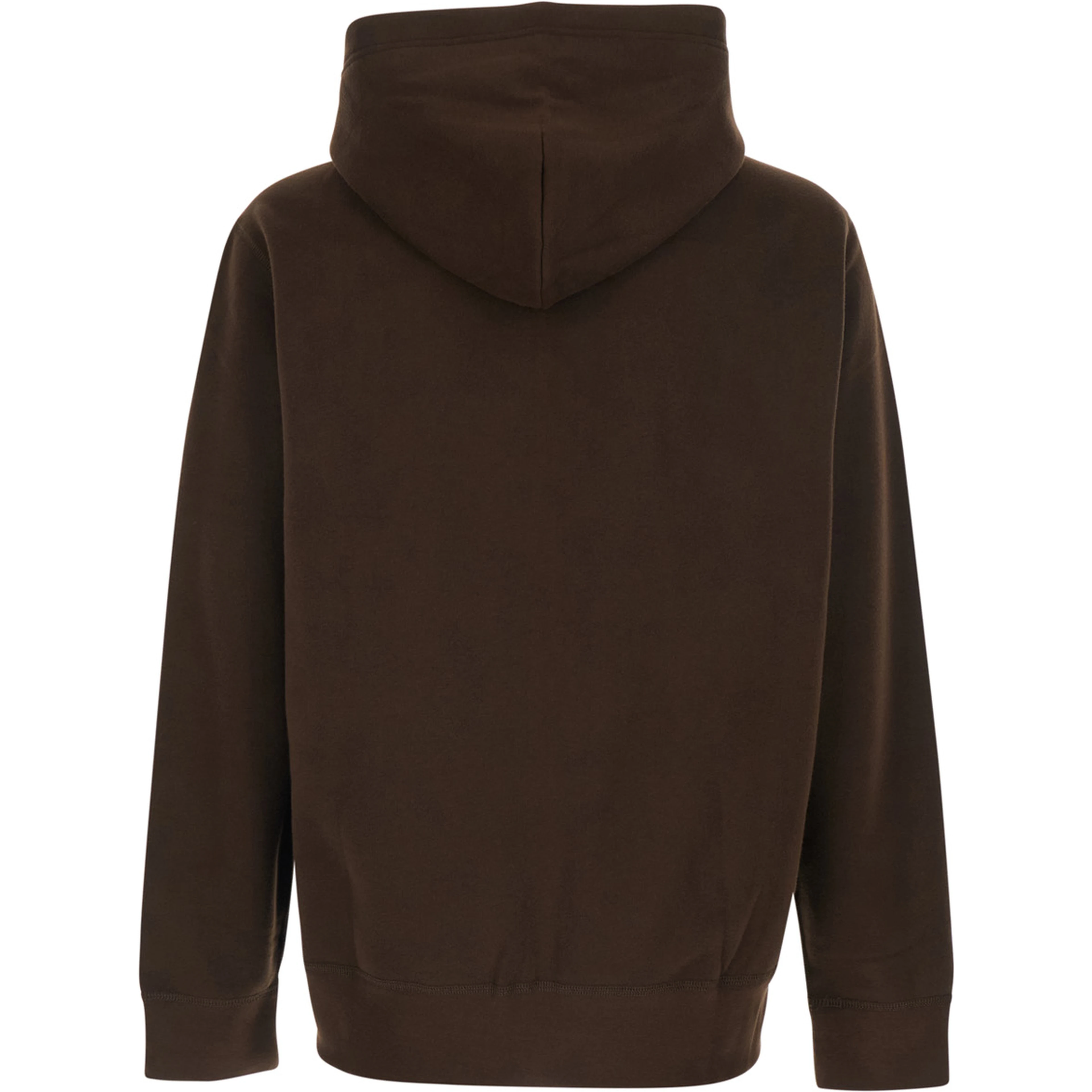 Brown Sweatshirt with Drawstring Hood and Pony Embroidery on the Front in Cotton Blend Man