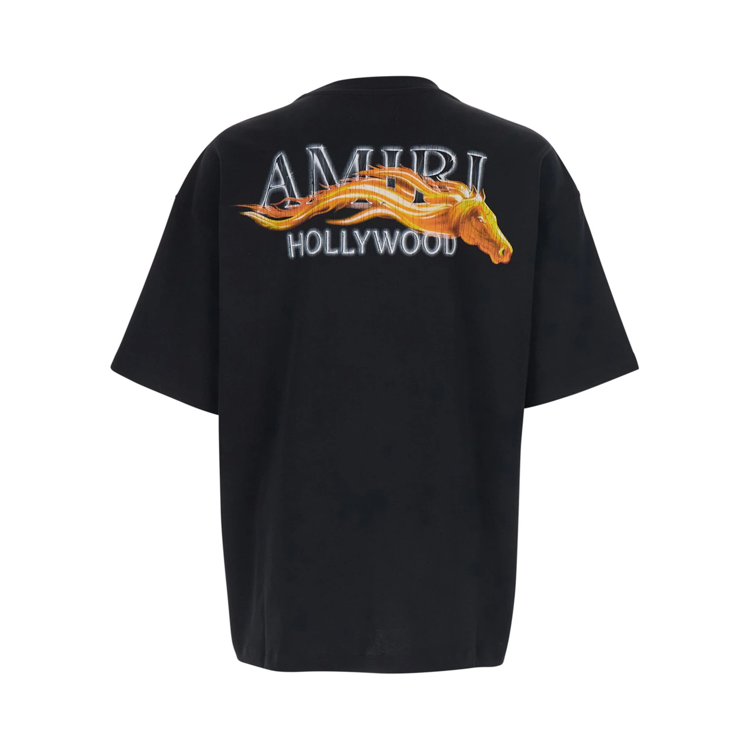 Black Crewneck T-Shirt with Logo on Front and on the Back in Cotton Man