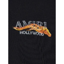 Black Crewneck T-Shirt with Logo on Front and on the Back in Cotton Man