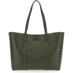 Bayswater Green Tote Bag with Front Turn-Lock Closure in Leather Woman