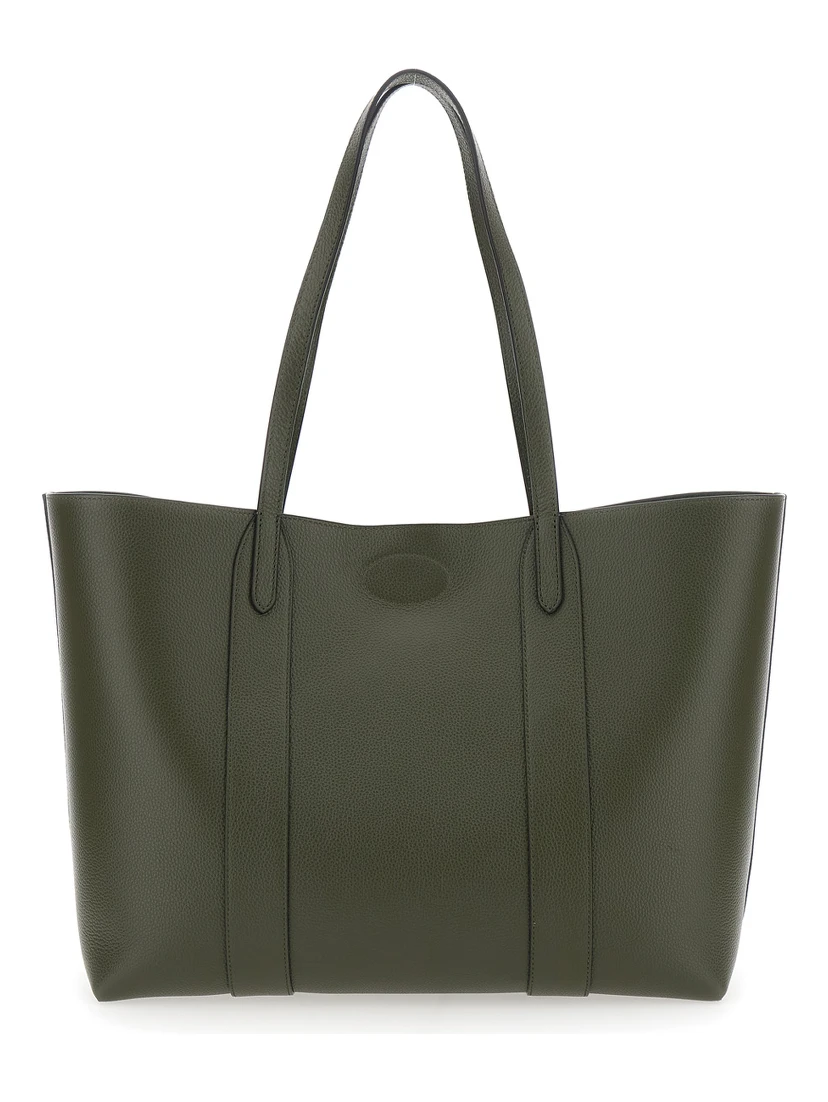 Bayswater Green Tote Bag with Front Turn-Lock Closure in Leather Woman