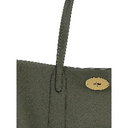 Bayswater Green Tote Bag with Front Turn-Lock Closure in Leather Woman