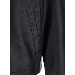Black Crop Jacket with Classic Collar and Dropped Shoulders in Leather Man