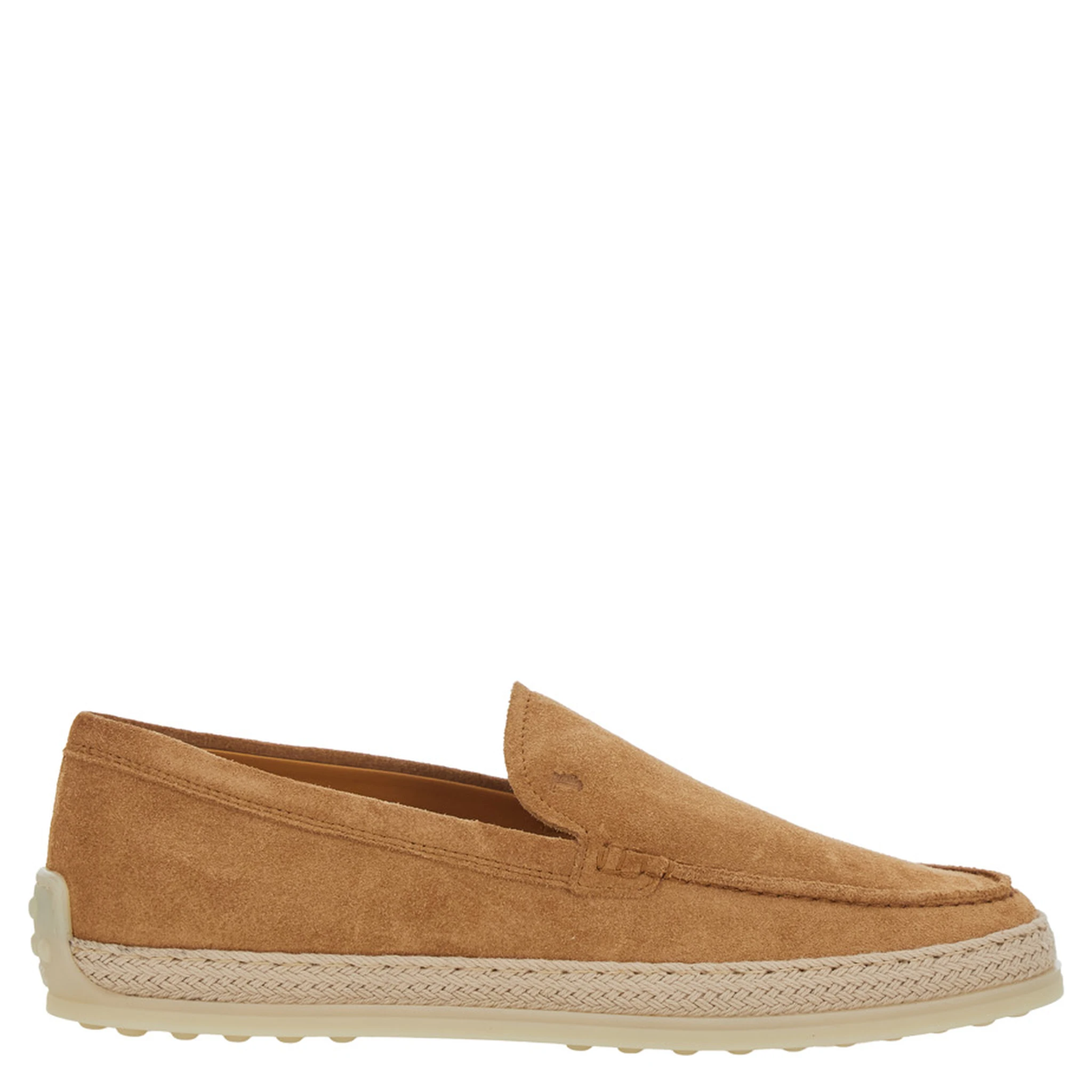 Brown Loafers with Embossed Logo in Suede Woman