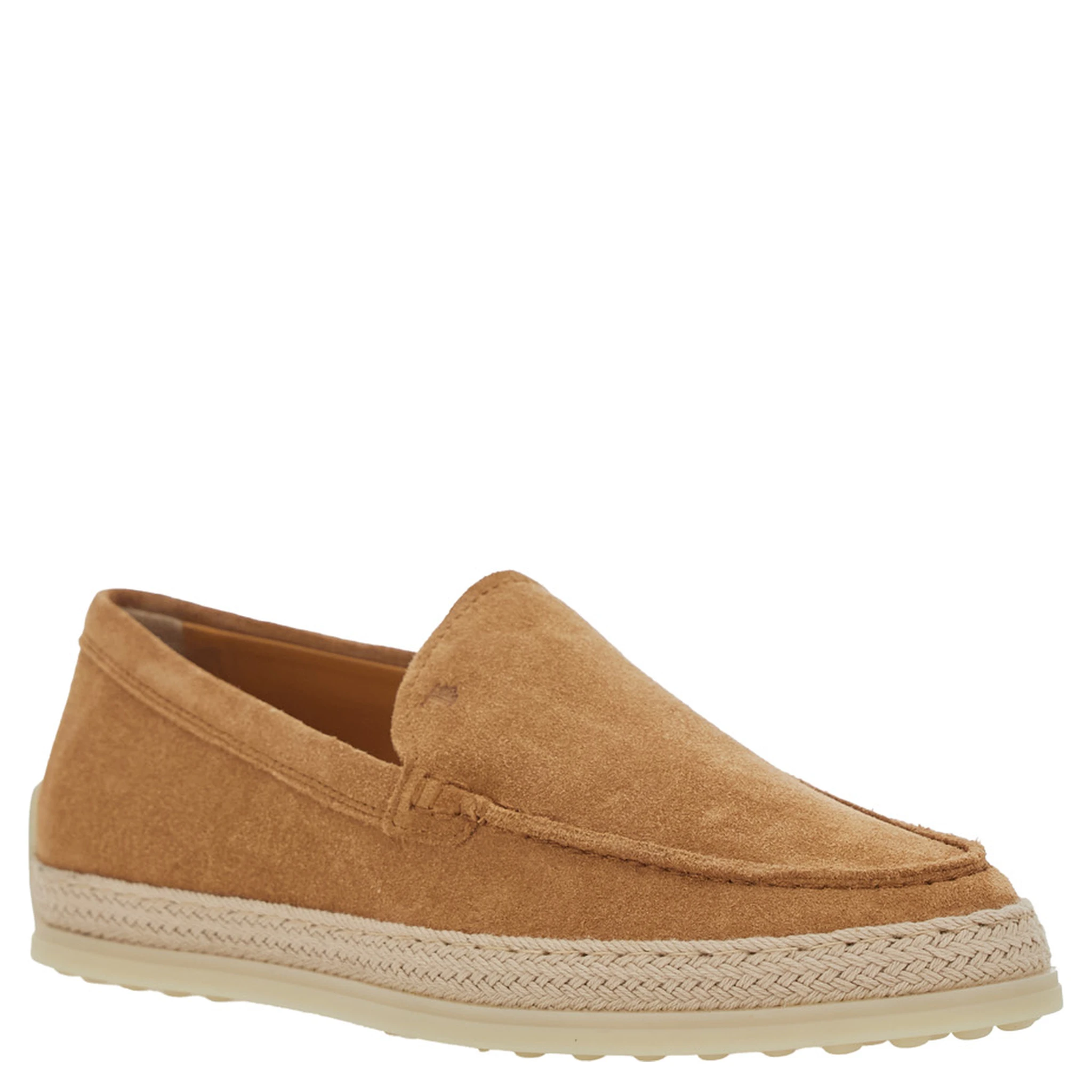 Brown Loafers with Embossed Logo in Suede Woman