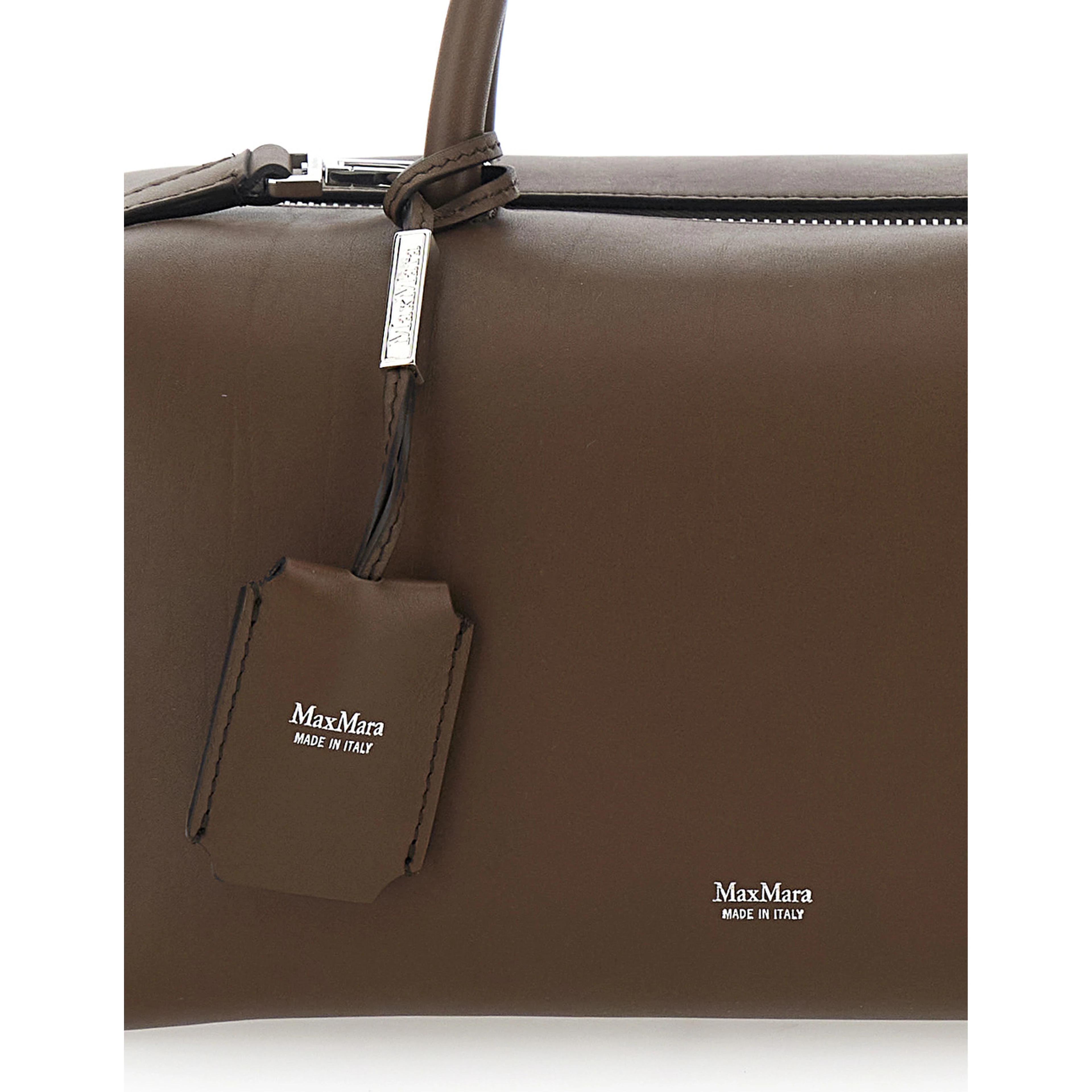 Brown Handbag with Adjustable and Removable Shoulder Strap and Logo Lettering on the Front in Leather Woman