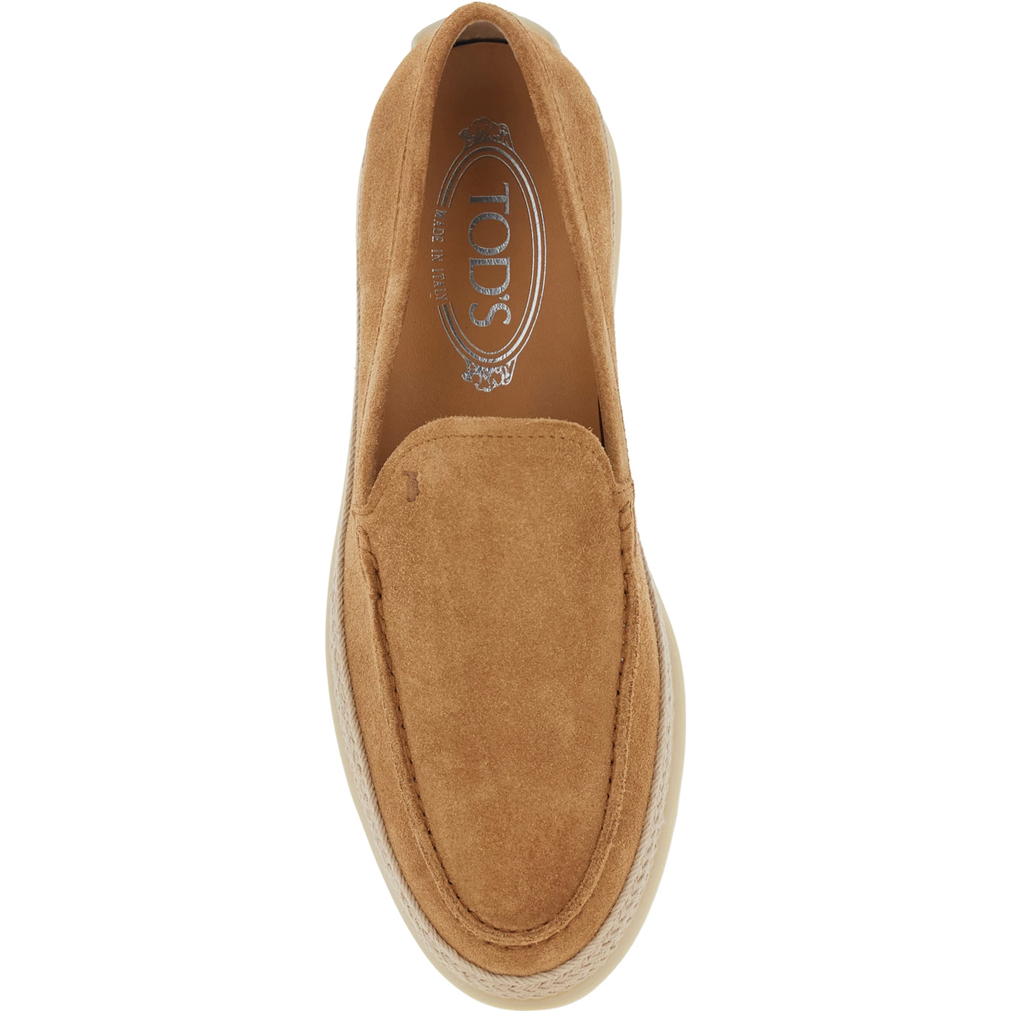 Brown Loafers with Embossed Logo in Suede Woman