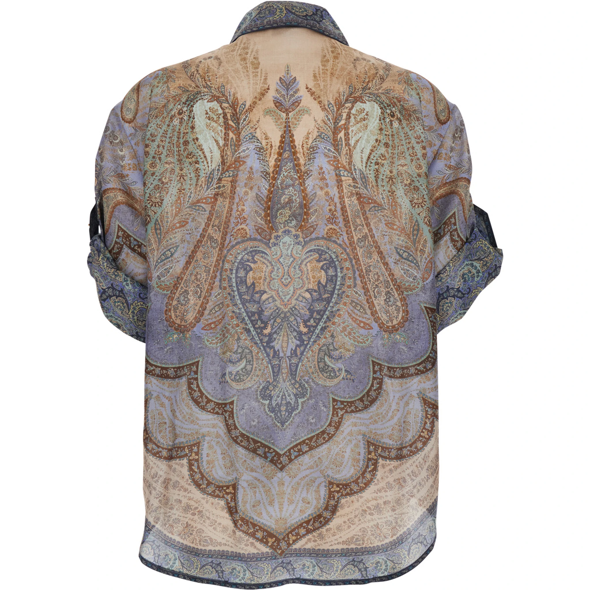 Wanderlust Multicolor Shirt with Classic Collar and All-Over Print in Silk Woman