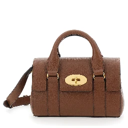 Bayswater Mini Brown Handbag with Twist Lock in Hammered Leather Woman