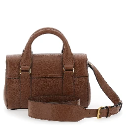 Bayswater Mini Brown Handbag with Twist Lock in Hammered Leather Woman